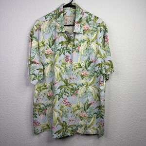 Tommy Bahama Silk Shirt Mens XL Tropical Floral Hawaiian Camp Vacation Coastal